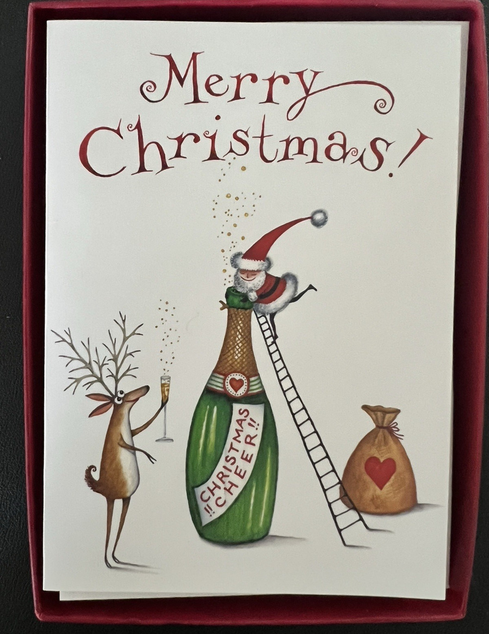 HTF Box of 15 CASPARI VINTAGE NEW Santa Claus Festive Christmas Greeting Cards